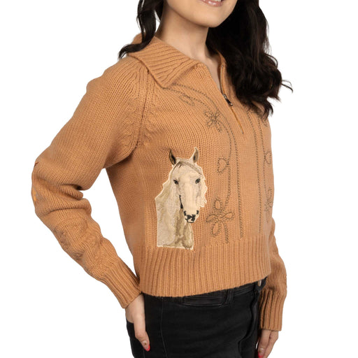 Horse Embroidered 1/2 Zip Sweater WOMEN - Clothing - Sweaters & Cardigans Blue B