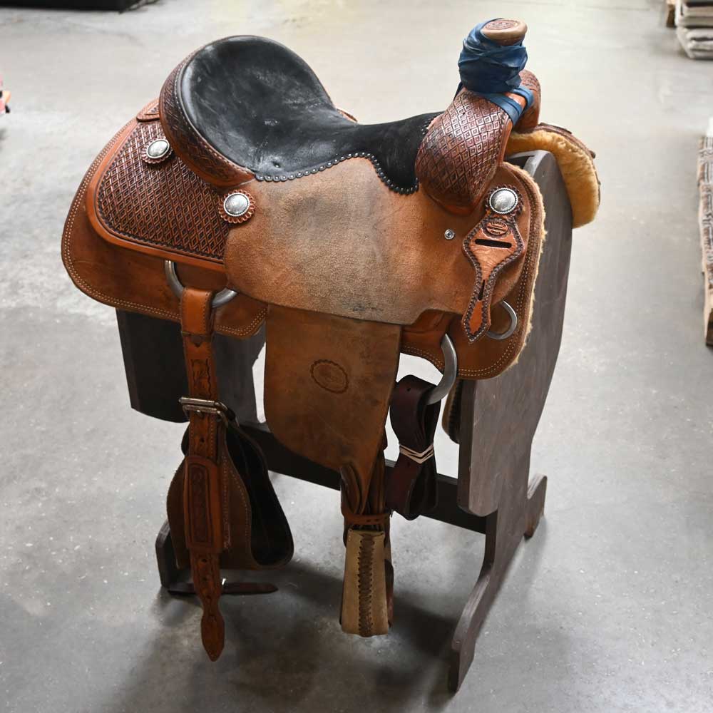 15" USED TESKEY'S ROPING SADDLE Saddles TESKEY'S SADDLERY LLC