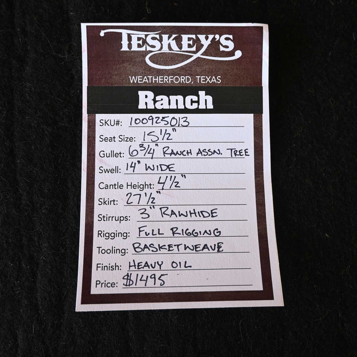 15.5" TESKEY'S RANCH ASSOCIATION SADDLE