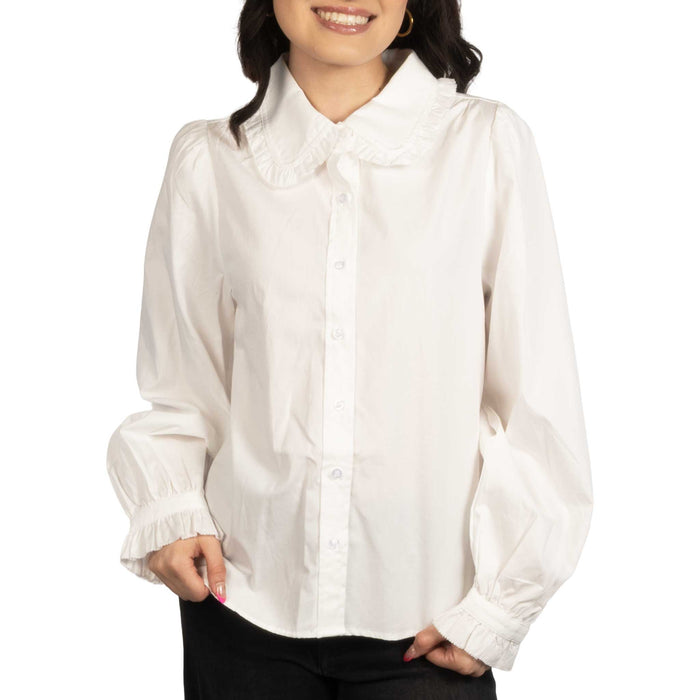 Jodifl Off White Ruffle Detail Top