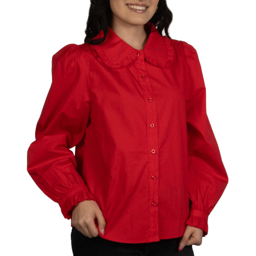 Jodifl Red Ruffle Detail Top WOMEN - Clothing - Tops - Long Sleeved Jodifl
