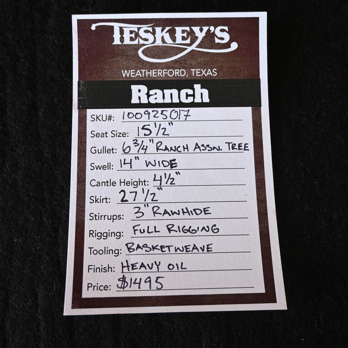 15.5" TESKEY'S RANCH ASSOCIATION SADDLE