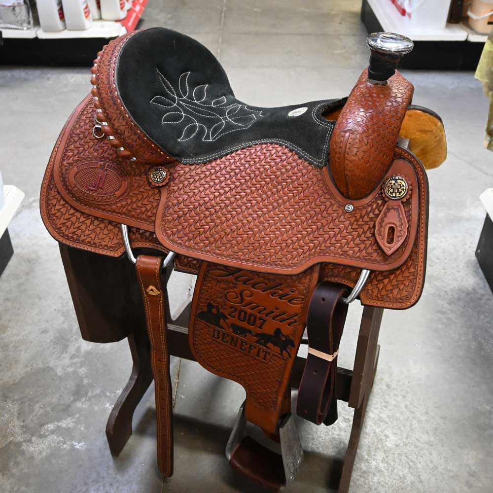 15.5" USED DOUBLE J TEAM ROPING SADDLE Saddles DOUBLE J SADDLERY   