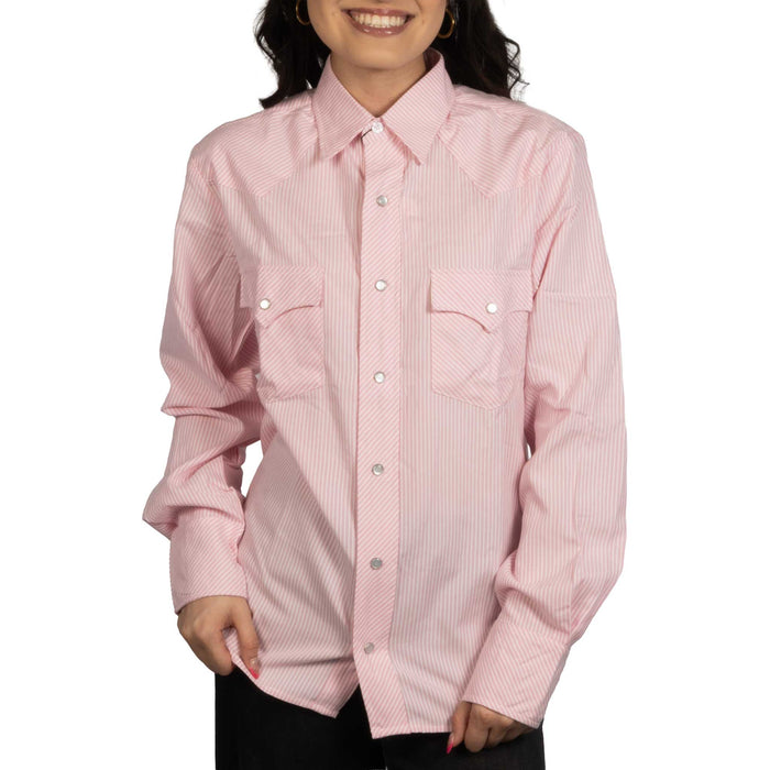 Howdy Hanny Vintage Style Pink Stripe Pearl Snap Shirt