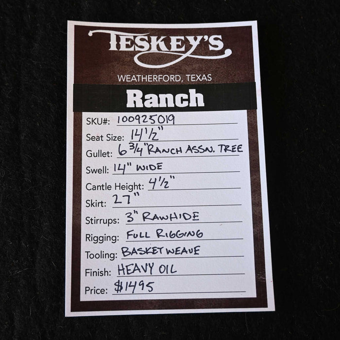 14.5" TESKEY'S RANCH ASSOCIATION SADDLE