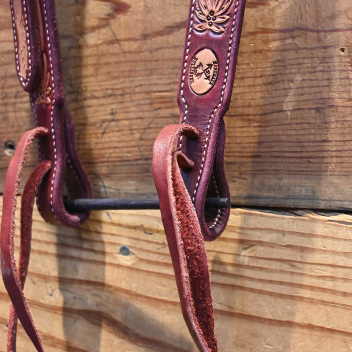 Ross Bullinger 5/8" Poinsettia Tooled Headstall