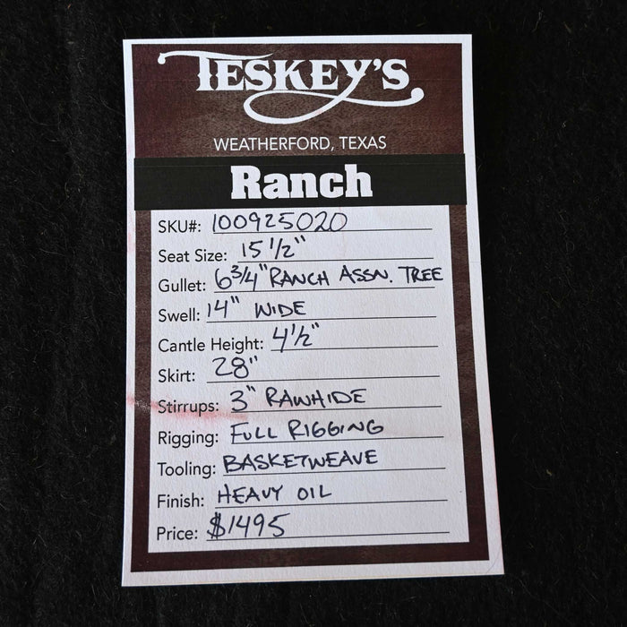 15.5" TESKEY'S RANCH ASSOCIATION SADDLE