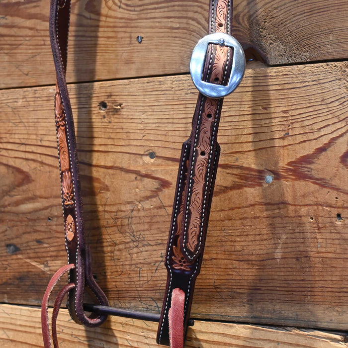 Ross Bullinger 5/8" Poinsettia Tooled Headstall
