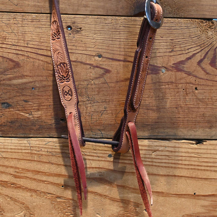 Ross Bullinger 3/4" Poinsettia Tooled Headstall