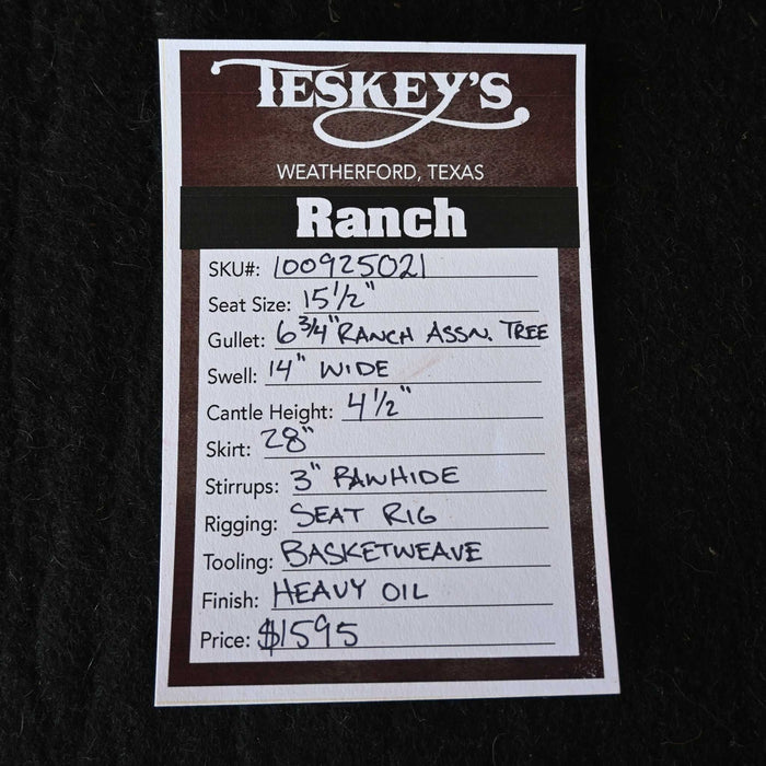 15.5" TESKEY'S RANCH ASSOCIATION SADDLE