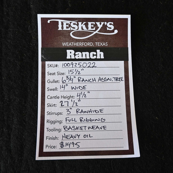 15.5" TESKEY'S RANCH ASSOCIATION SADDLE