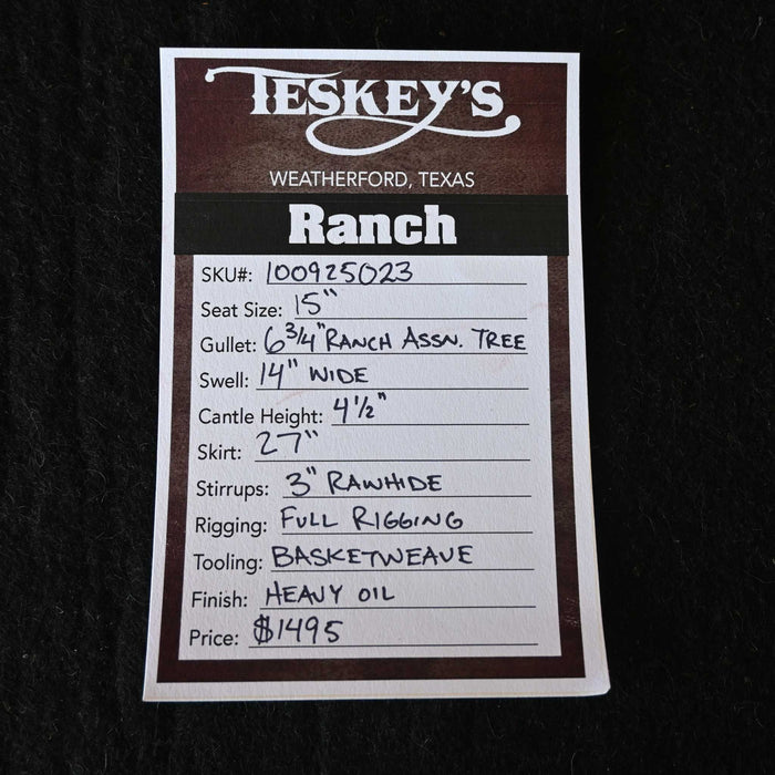 15" TESKEY'S RANCH ASSOCIATION SADDLE