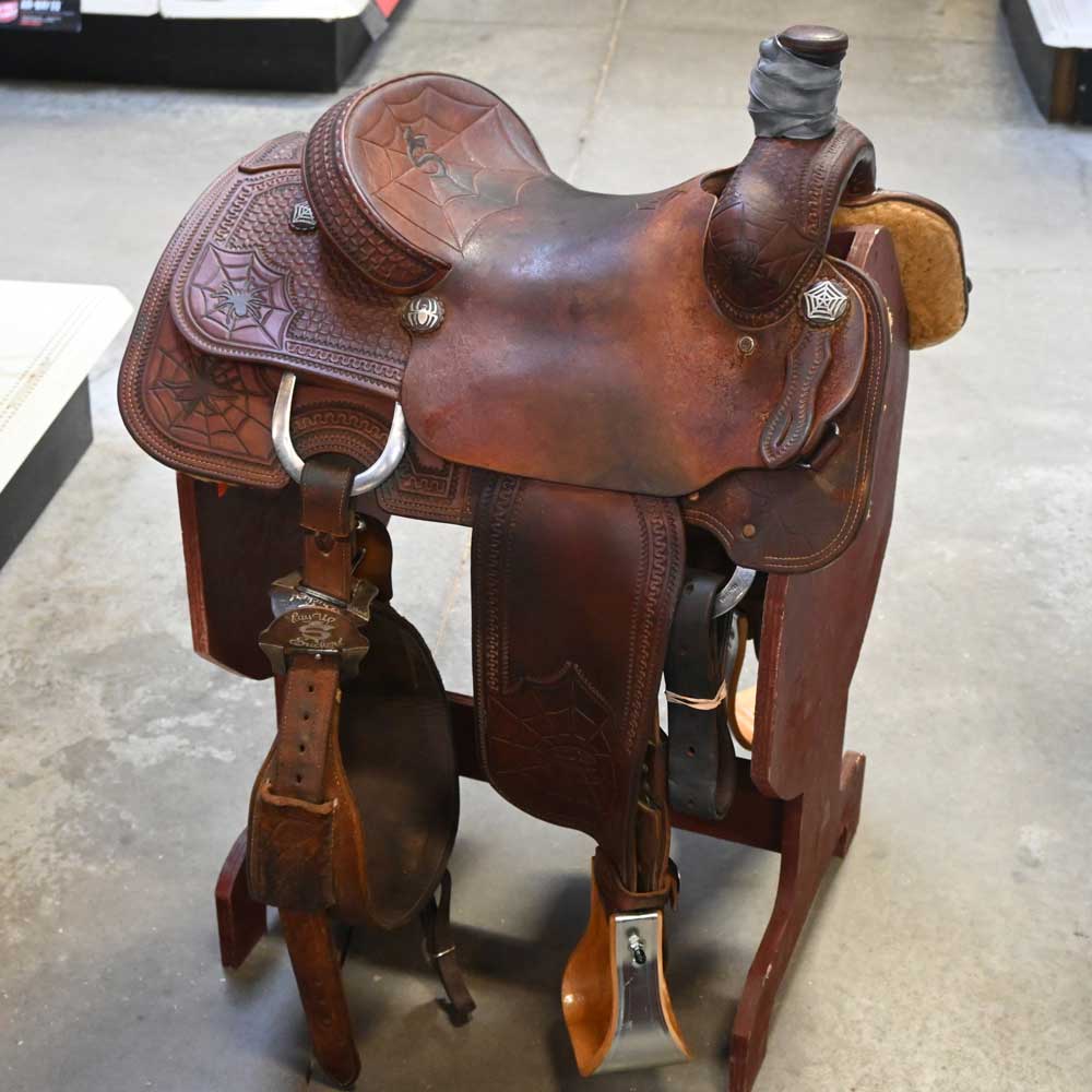 14" USED MARTY BYRD ROPING SADDLE Saddles Marty Byrd