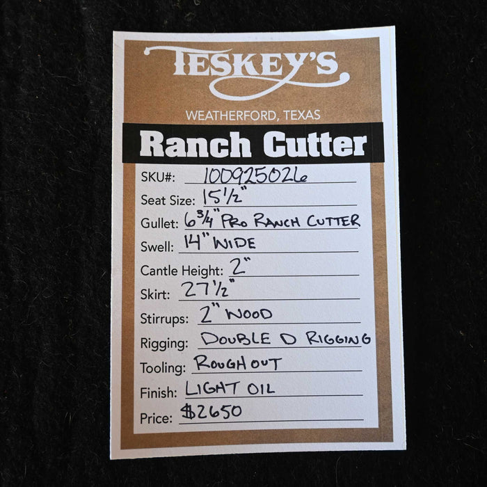 15.5" TESKEY'S PRO CUTTER RANCH CUTTER SADDLE