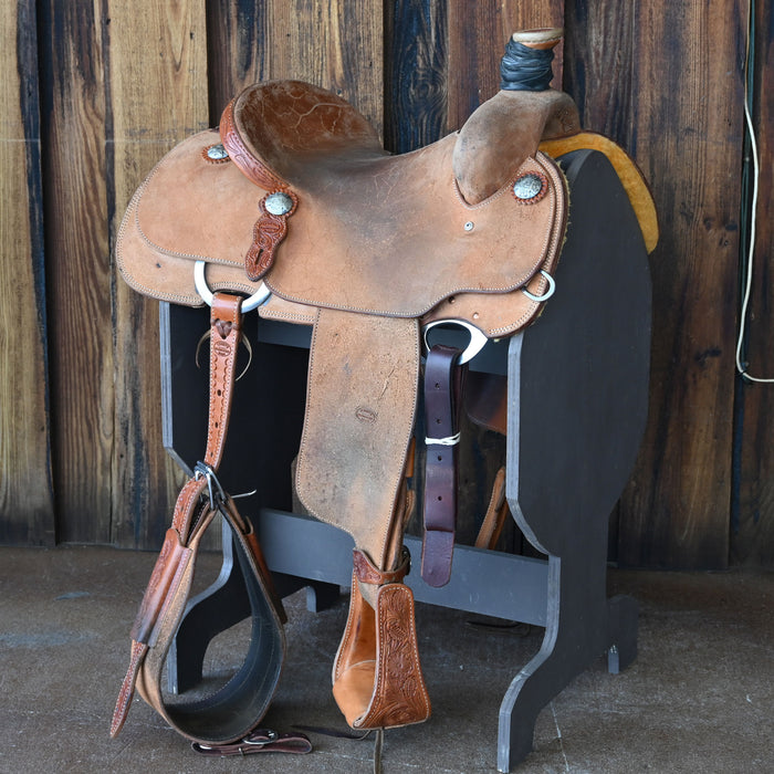 15" USED TESKEY'S TEAM ROPING SADDLE