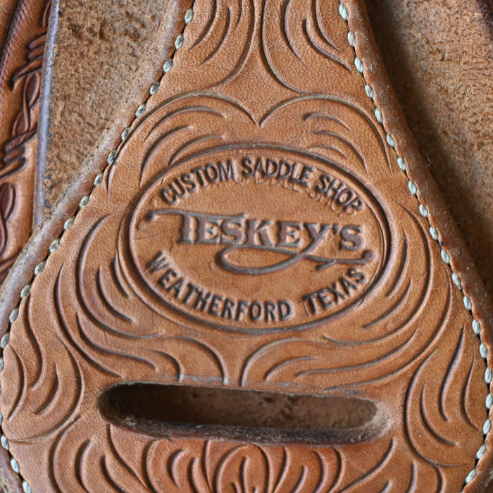 14" USED TESKEY'S CALF ROPING SADDLE Saddles - Used Teskey's Saddlery