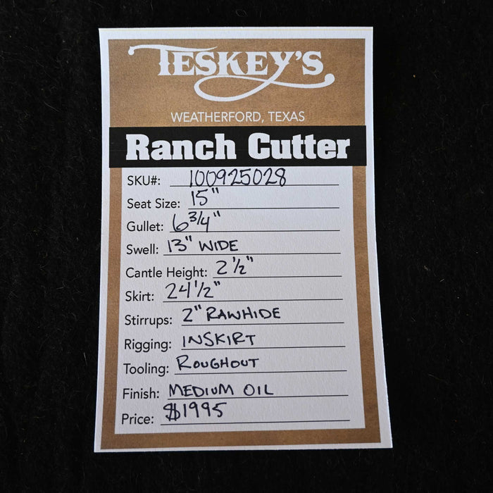 15" TESKEY'S RANCH CUTTER SADDLE