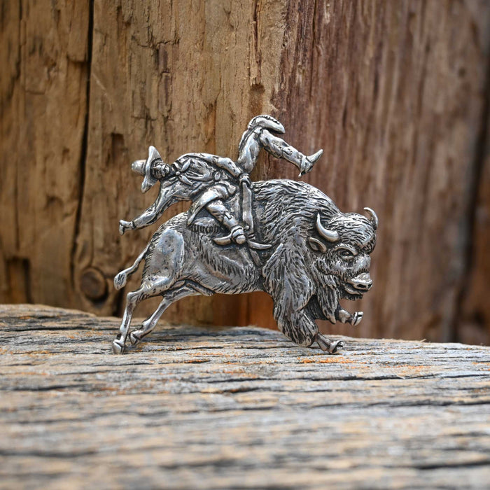 John Hartman Buffalo Riding Cowboy Pin