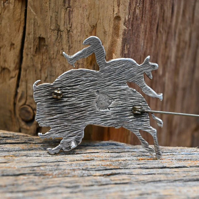 John Hartman Buffalo Riding Cowboy Pin