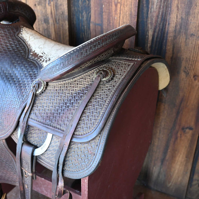 14.5" USED JEFF SMITH TEAM ROPING SADDLE