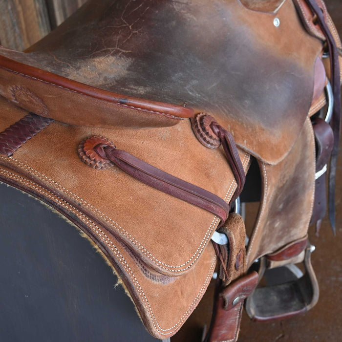 15" USED JEFF SMITH TEAM ROPING SADDLE