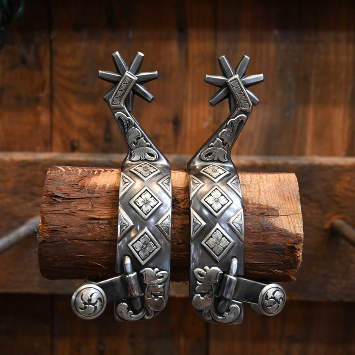 Eye Catching!! Jameson Silver Mounted Diamond Spurs