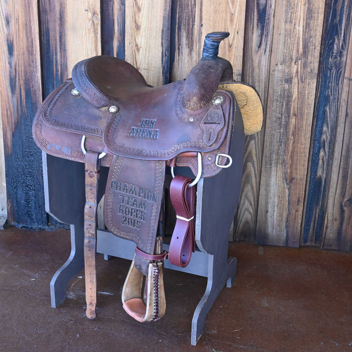 14.5" USED CACTUS TEAM ROPING TROPHY SADDLE