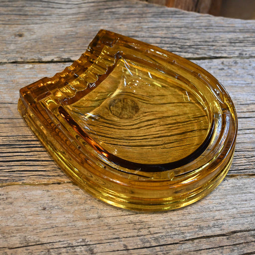 Heavy Amber Glass Horseshoe Ashtray Collectibles MISC