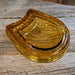 Heavy Amber Glass Horseshoe Ashtray Collectibles MISC