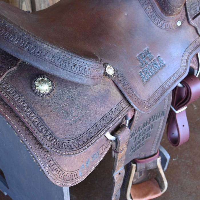 14.5" USED CACTUS TEAM ROPING TROPHY SADDLE
