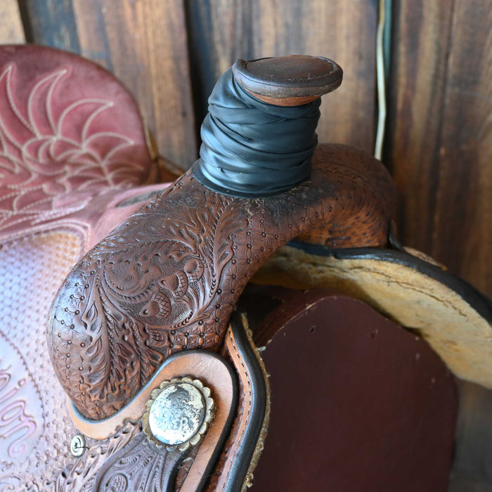 15.5" USED DOUBLE J TEAM ROPING SADDLE
