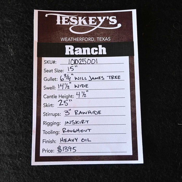 15" TESKEY'S STRIP DOWN RANCH SADDLE