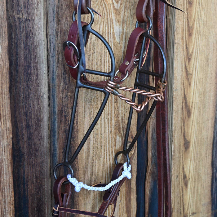 Double Twisted Copper Snaffle Bridle Rig w/Split Ear Headstall