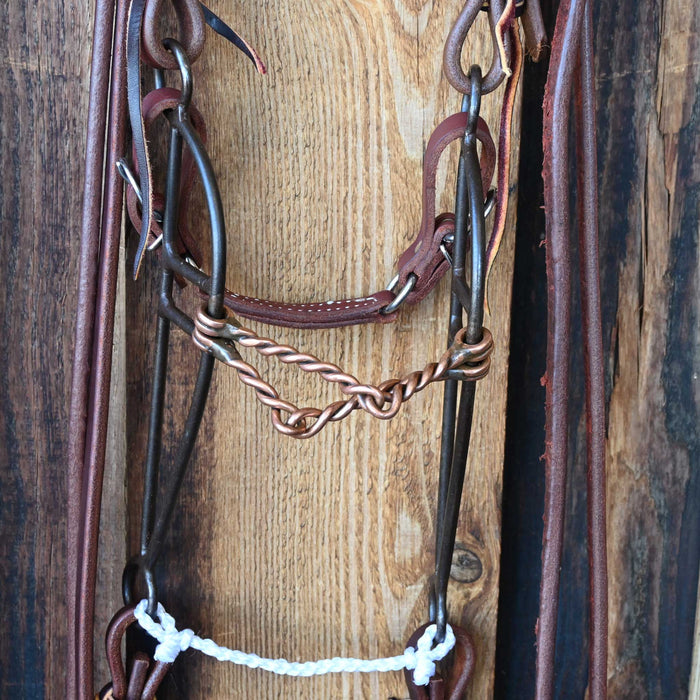 Double Twisted Copper Snaffle Bridle Rig w/Split Ear Headstall