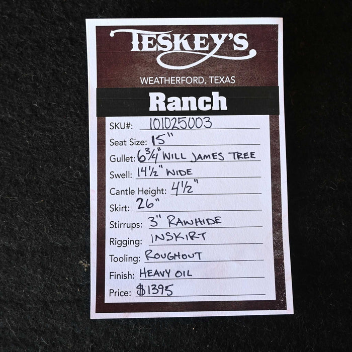 15" TESKEY'S STRIP DOWN RANCH SADDLE