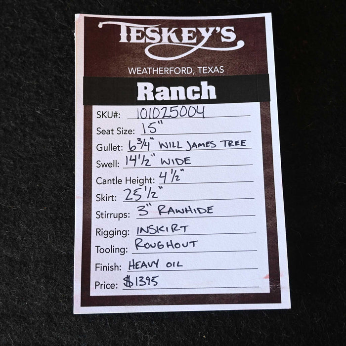 15" TESKEY'S STRIP DOWN RANCH SADDLE
