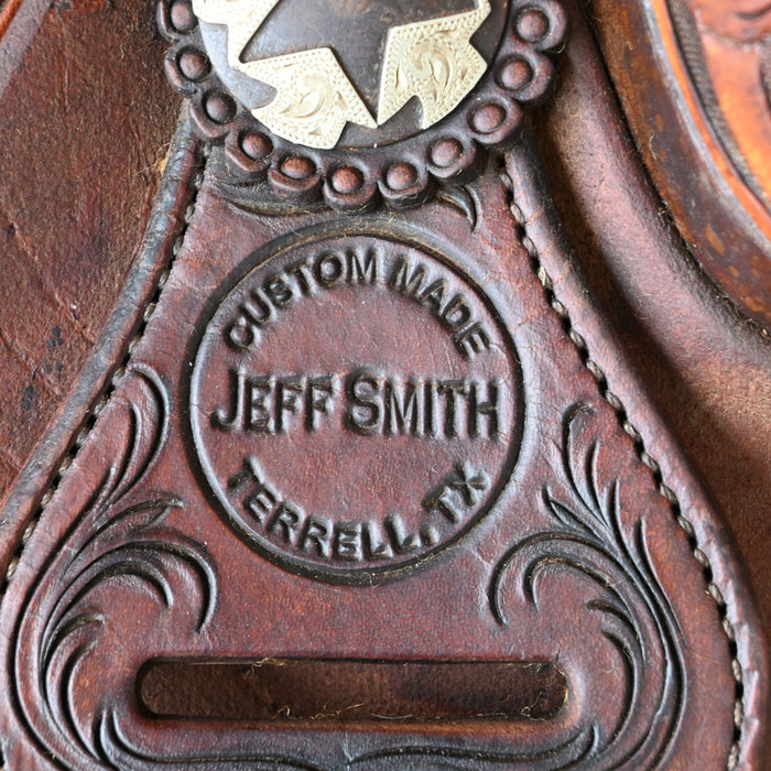 14" USED JEFF SMITH TEAM ROPING SADDLE