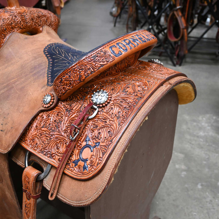 14.5" USED DW BARNES TEAM ROPING SADDLE