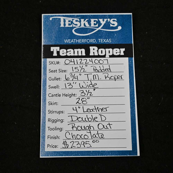 15.5" TESKEY'S TEAM ROPING SADDLE Saddles - New Teskey's Saddlery
