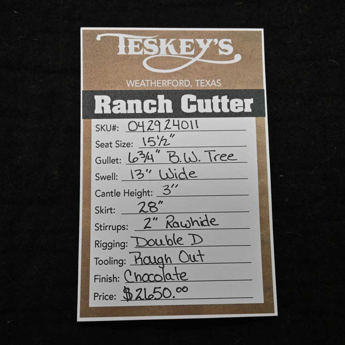 15.5" TESKEY'S PRO CUTTER RANCH CUTTER SADDLE Saddles - New Teskey's Saddlery