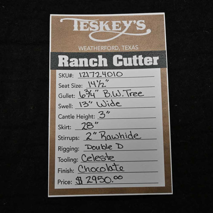 14.5" TESKEY'S PRO CUTTER RANCH CUTTER SADDLE Saddles - New Teskey's Saddlery