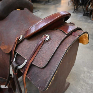 14" USED LARRY COATS ROPING SADDLE