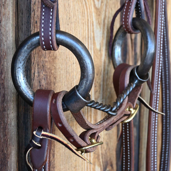 3lb. O-Ring Twisted Wire Snaffle Bridle Rig w/All New Leather