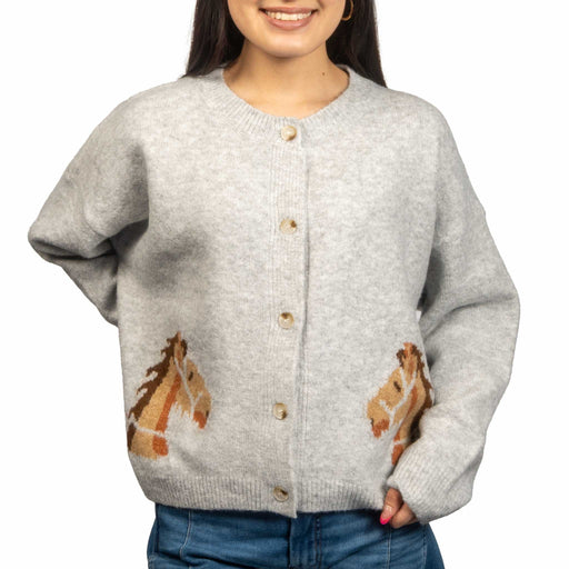 Western Horse Cropped Cardigan - Grey WOMEN - Clothing - Sweaters & Cardigans Urban Daizy