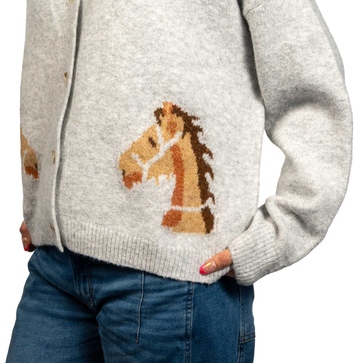 Western Horse Cropped Cardigan - Grey WOMEN - Clothing - Sweaters & Cardigans Urban Daizy