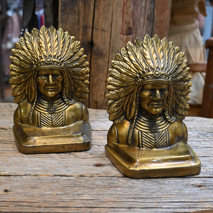 Vintage Indian Chief Bookends Collectibles MISC