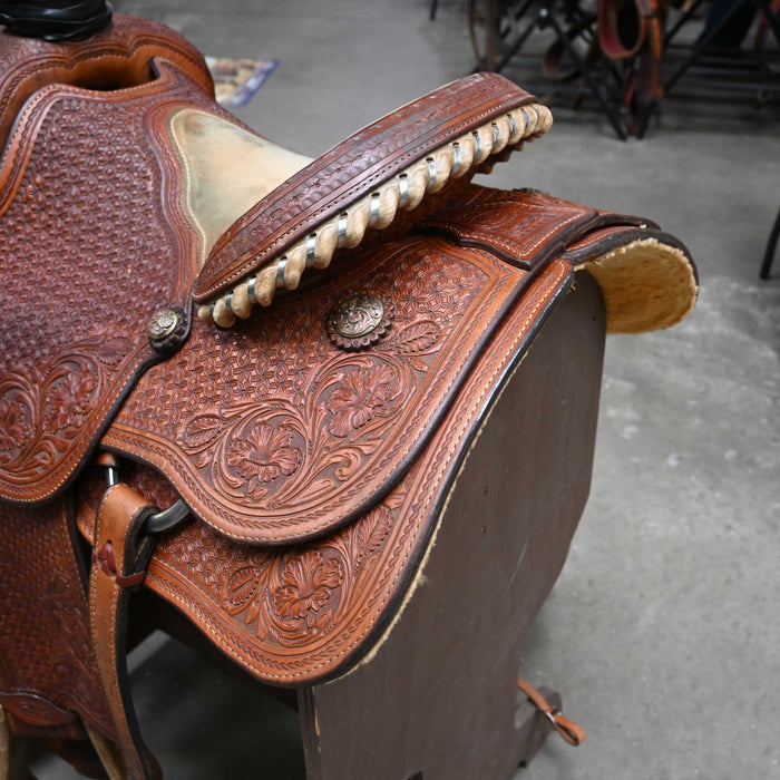 15" USED CACTUS CHARLES POGUE TEAM ROPING SADDLE