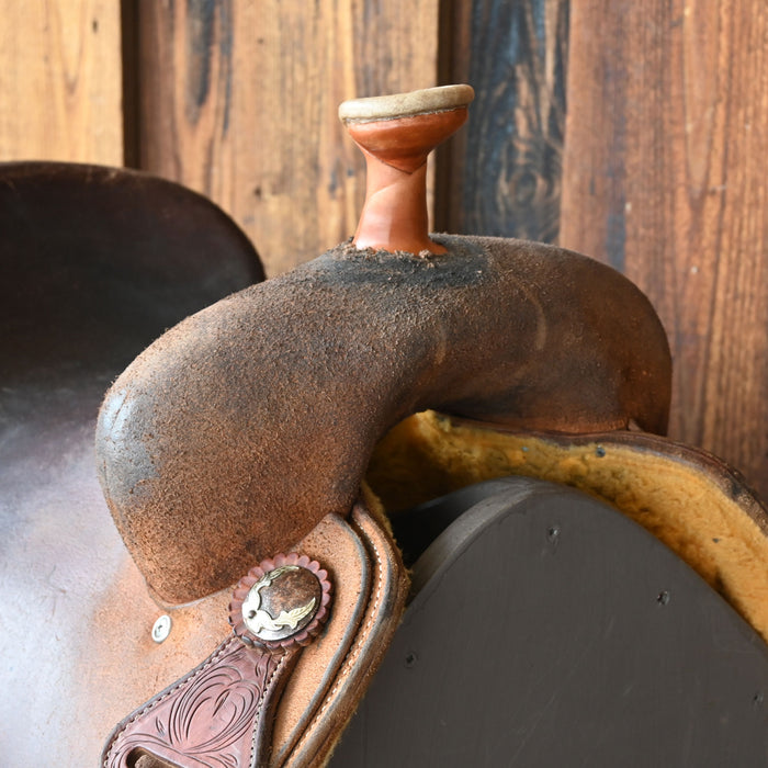 15.5" USED JEFF SMITH TEAM ROPING SADDLE