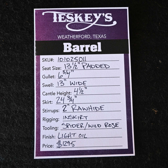 13.5" TESKEY'S COMPETITION SERIES BARREL SADDLE