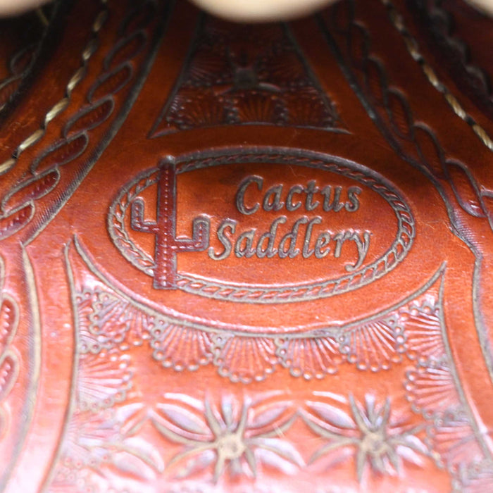 15" USED CACTUS CHARLES POGUE TEAM ROPING SADDLE